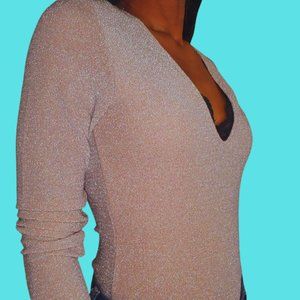 H&M Sparkly Champagne Bodysuit